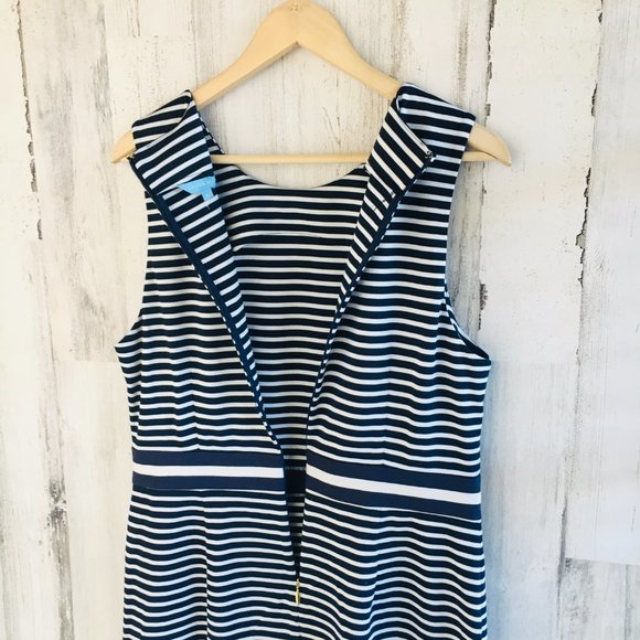 Draper James Striped Ponte Sheath Dress Navy Work - Picture 12 of 12